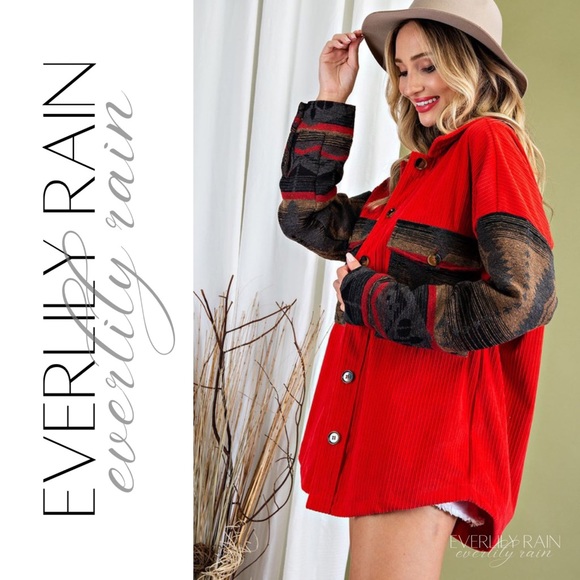 Corduroy Aztec Print Shirt Jacket - Picture 8 of 13